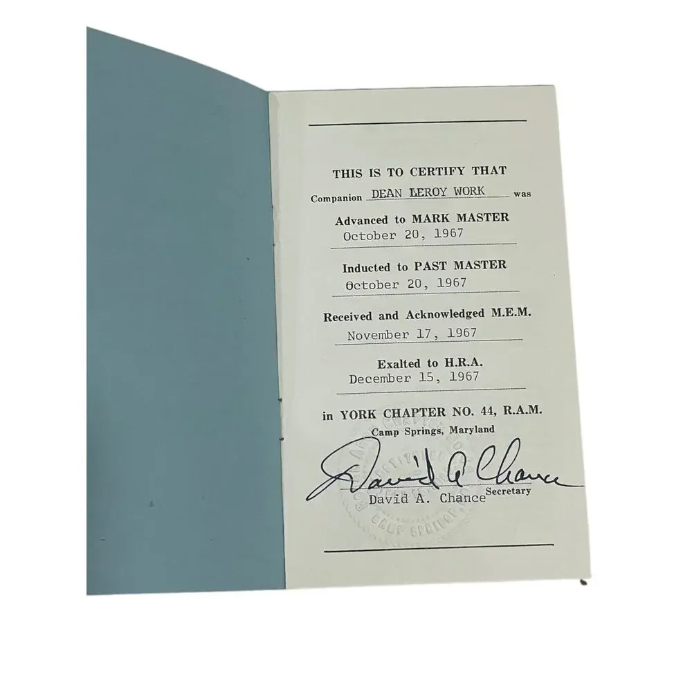 Vintage 1961 Freemason Booklet Camp Springs MD By-Laws Maryland Lodge Masonic